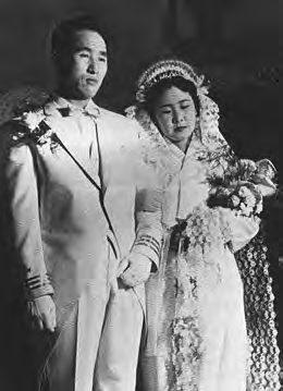Rev. Sun Myung Moon and Hak Ja Han Moon at the 1960 Holy Wedding